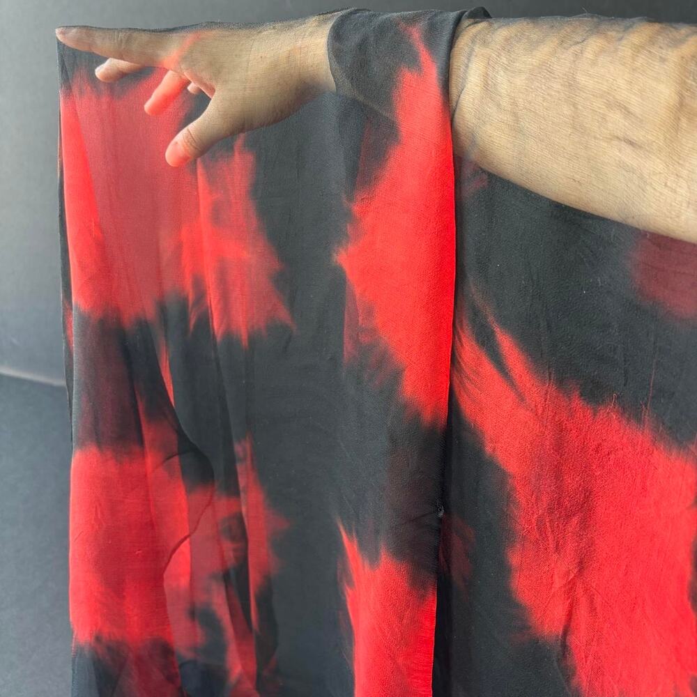 Black red tie dye 100% silk